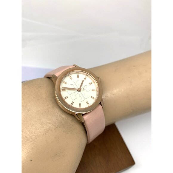 Tory Burch Women\'s Watch TBW2006 Gigi Quartz Rose Gold Pink Leather Band 28mm